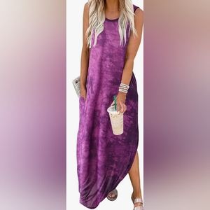 ANRABESS Women's Casual Loose Sundress Long Dress Sleeveless Split Maxi Dresses